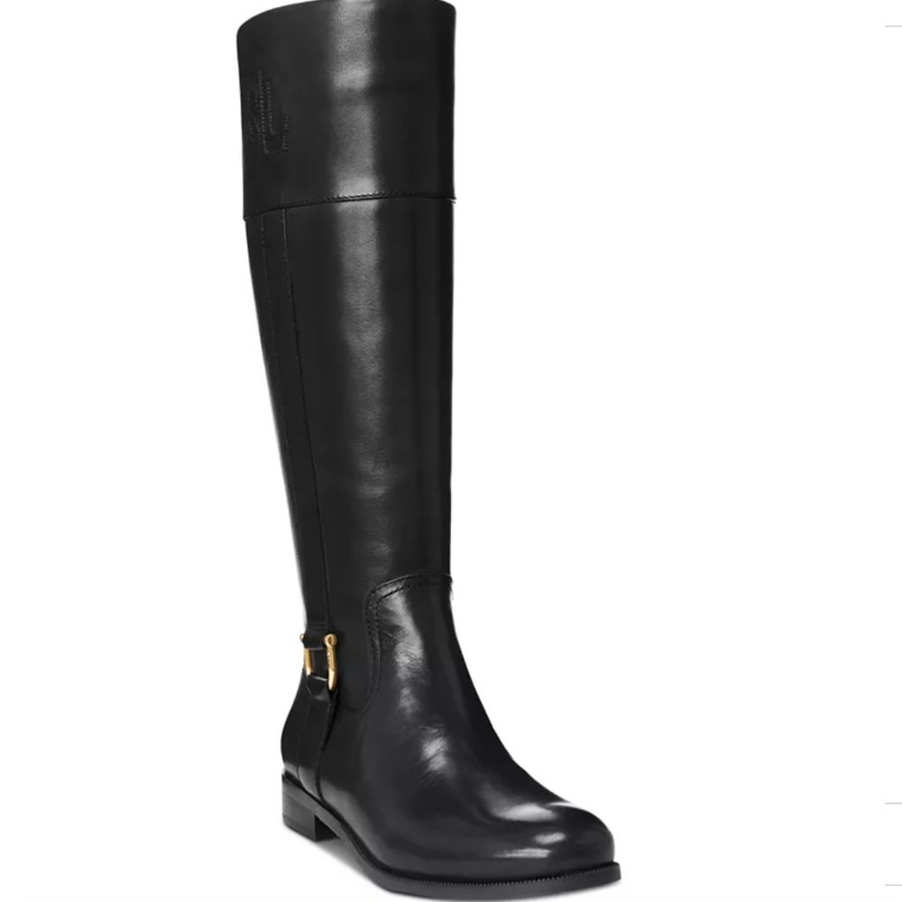 NEW Lauren Ralph Lauren Black Leather Boots - Picture 2 of 9